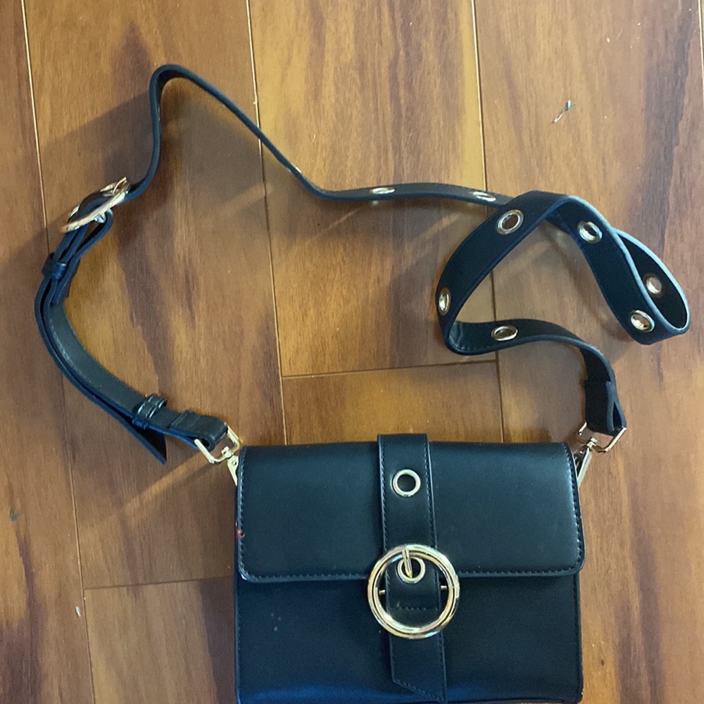 Tiny Black Shoulder Bag With Adjustable Strap - image 2